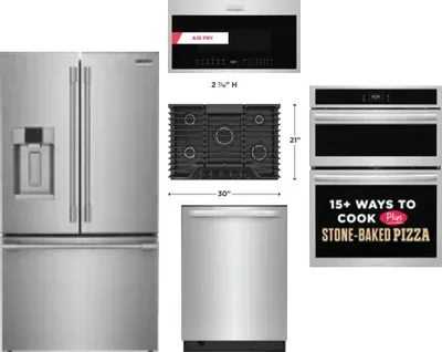 5 Piece Package Includes Refrigerator, Cooktop, Wall Oven, Microwave And Dishwasher