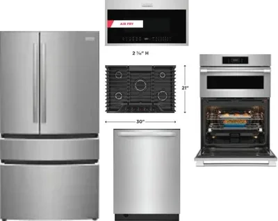 5 Piece Package Includes Refrigerator, Cooktop, Wall Oven, Microwave And Dishwasher