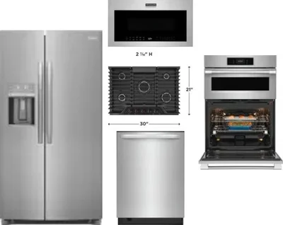 5 Piece Package Includes Refrigerator, Cooktop, Wall Oven, Microwave And Dishwasher