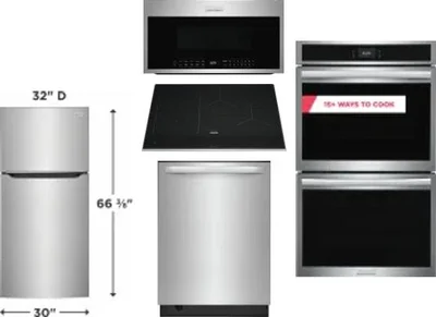 5 Piece Package Includes Refrigerator, Cooktop, Wall Oven, Microwave And Dishwasher