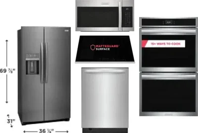 5 Piece Package Includes Refrigerator, Cooktop, Wall Oven, Microwave And Dishwasher