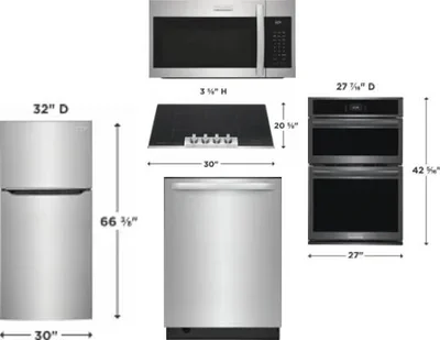 5 Piece Package Includes Refrigerator, Cooktop, Wall Oven, Microwave And Dishwasher