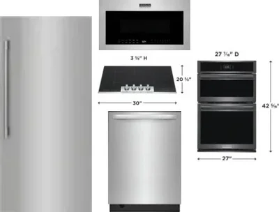 5 Piece Package Includes Refrigerator, Cooktop, Wall Oven, Microwave And Dishwasher