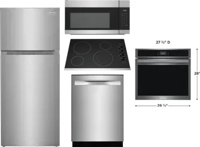 5 Piece Package Includes Refrigerator, Cooktop, Wall Oven, Microwave And Dishwasher