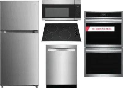 5 Piece Package Includes Refrigerator, Cooktop, Wall Oven, Microwave And Dishwasher