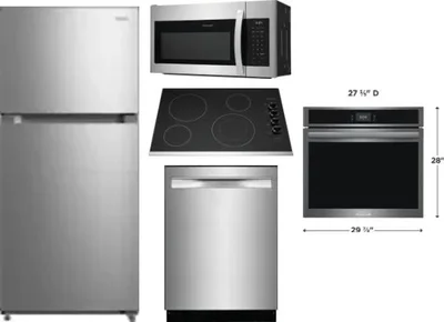5 Piece Package Includes Refrigerator, Cooktop, Wall Oven, Microwave And Dishwasher