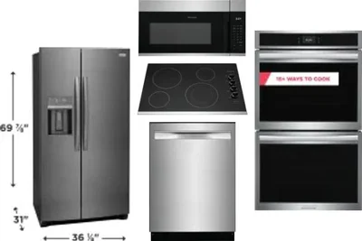 5 Piece Package Includes Refrigerator, Cooktop, Wall Oven, Microwave And Dishwasher