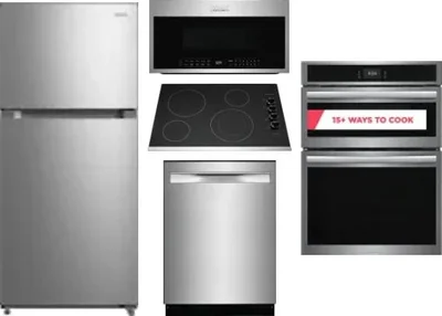 5 Piece Package Includes Refrigerator, Cooktop, Wall Oven, Microwave And Dishwasher