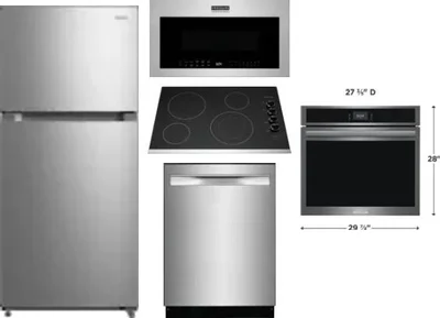 5 Piece Package Includes Refrigerator, Cooktop, Wall Oven, Microwave And Dishwasher