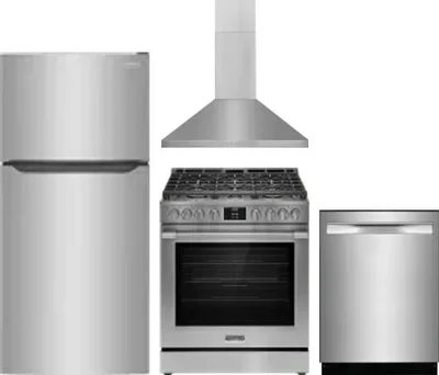 4 Piece Package Includes Refrigerator, Range, Hood And Dishwasher