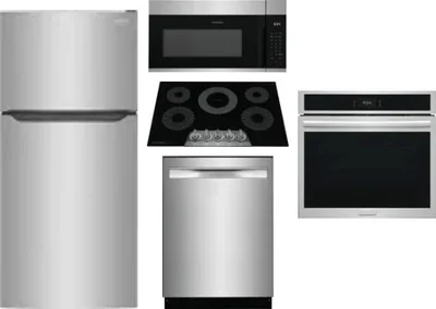5 Piece Package Includes Refrigerator, Cooktop, Wall Oven, Microwave And Dishwasher