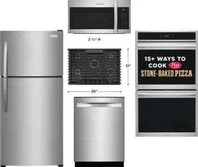 5 Piece Package Includes Refrigerator, Cooktop, Wall Oven, Microwave And Dishwasher