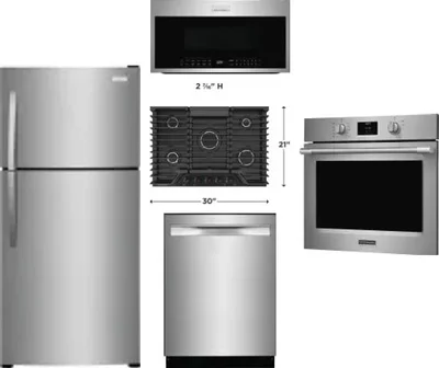 5 Piece Package Includes Refrigerator, Cooktop, Wall Oven, Microwave And Dishwasher