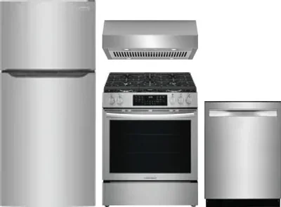 4 Piece Package Includes Refrigerator, Range, Hood And Dishwasher