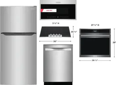 5 Piece Package Includes Refrigerator, Cooktop, Wall Oven, Microwave And Dishwasher