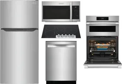 5 Piece Package Includes Refrigerator, Cooktop, Wall Oven, Microwave And Dishwasher
