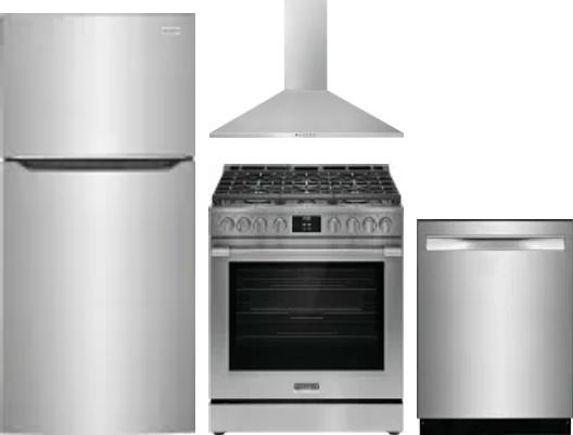 4 Piece Package Includes Refrigerator, Range, Hood And Dishwasher