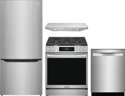 4 Piece Package Includes Refrigerator, Range, Hood And Dishwasher