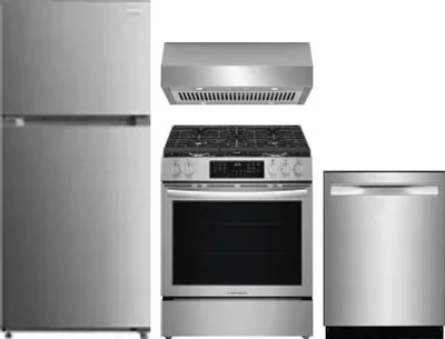 4 Piece Package Includes Refrigerator, Range, Hood And Dishwasher