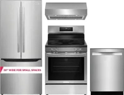 4 Piece Package Includes Refrigerator, Range, Hood And Dishwasher