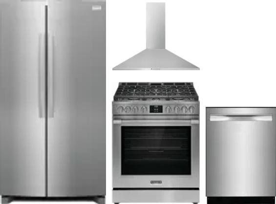 4 Piece Package Includes Refrigerator, Range, Hood And Dishwasher