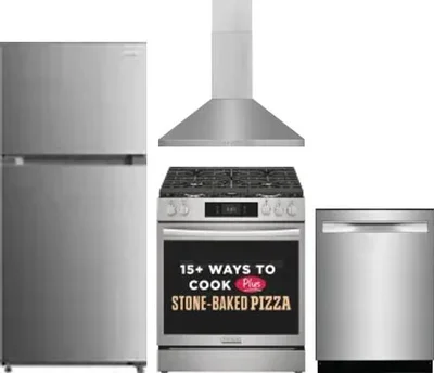 4 Piece Package Includes Refrigerator, Range, Hood And Dishwasher