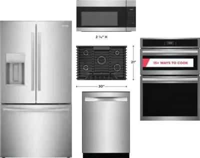 5 Piece Package Includes Refrigerator, Cooktop, Wall Oven, Microwave And Dishwasher