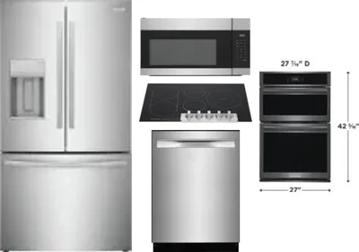 5 Piece Package Includes Refrigerator, Cooktop, Wall Oven, Microwave And Dishwasher