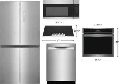 5 Piece Package Includes Refrigerator, Cooktop, Wall Oven, Microwave And Dishwasher