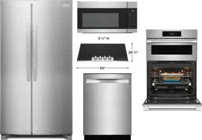 5 Piece Package Includes Refrigerator, Cooktop, Wall Oven, Microwave And Dishwasher