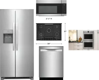 5 Piece Package Includes Refrigerator, Cooktop, Wall Oven, Microwave And Dishwasher