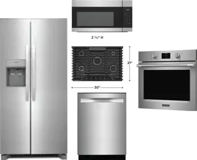 5 Piece Package Includes Refrigerator, Cooktop, Wall Oven, Microwave And Dishwasher