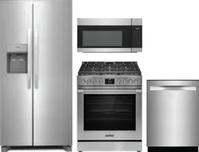 4 Piece Package Includes Refrigerator, Range, Microwave And Dishwasher