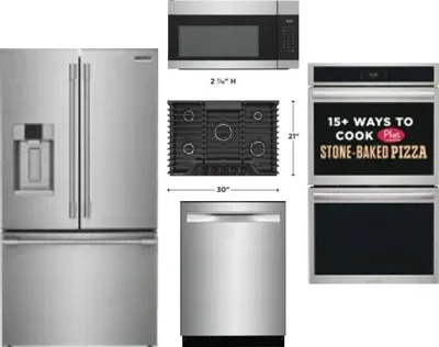 5 Piece Package Includes Refrigerator, Cooktop, Wall Oven, Microwave And Dishwasher