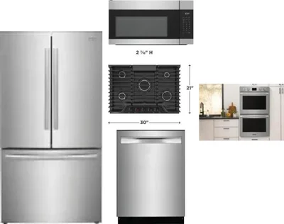 5 Piece Package Includes Refrigerator, Cooktop, Wall Oven, Microwave And Dishwasher