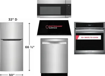 5 Piece Package Includes Refrigerator, Cooktop, Wall Oven, Microwave And Dishwasher