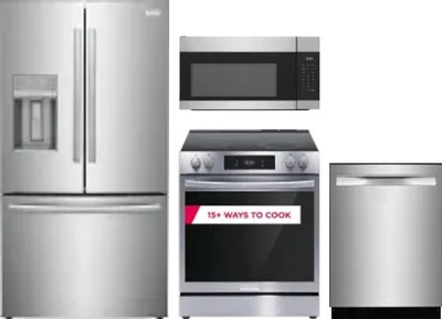4 Piece Package Includes Refrigerator, Range, Microwave And Dishwasher