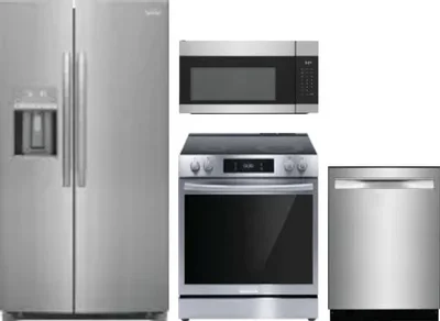 4 Piece Package Includes Refrigerator, Range, Microwave And Dishwasher