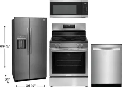 4 Piece Package Includes Refrigerator, Range, Microwave And Dishwasher
