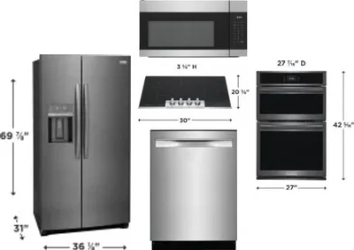 5 Piece Package Includes Refrigerator, Cooktop, Wall Oven, Microwave And Dishwasher