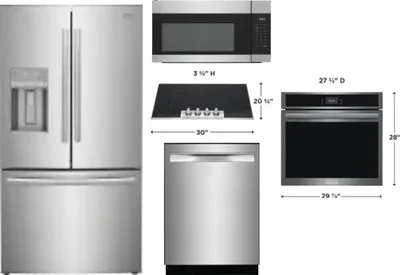5 Piece Package Includes Refrigerator, Cooktop, Wall Oven, Microwave And Dishwasher