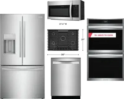 5 Piece Package Includes Refrigerator, Cooktop, Wall Oven, Microwave And Dishwasher