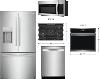 5 Piece Package Includes Refrigerator, Cooktop, Wall Oven, Microwave And Dishwasher
