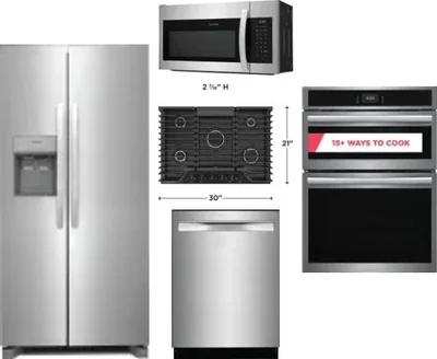 5 Piece Package Includes Refrigerator, Cooktop, Wall Oven, Microwave And Dishwasher