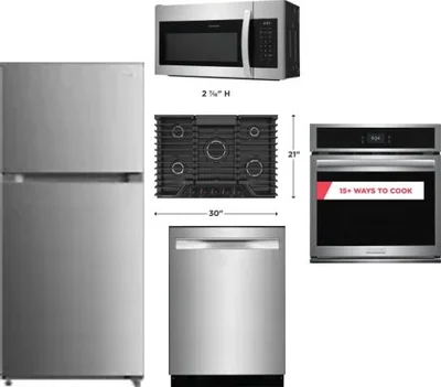 5 Piece Package Includes Refrigerator, Cooktop, Wall Oven, Microwave And Dishwasher