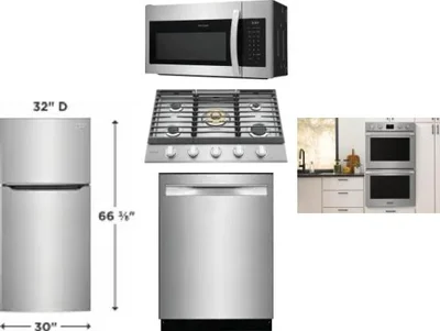 5 Piece Package Includes Refrigerator, Cooktop, Wall Oven, Microwave And Dishwasher