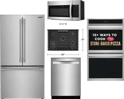 5 Piece Package Includes Refrigerator, Cooktop, Wall Oven, Microwave And Dishwasher