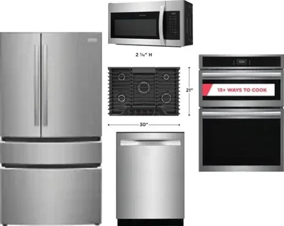 5 Piece Package Includes Refrigerator, Cooktop, Wall Oven, Microwave And Dishwasher