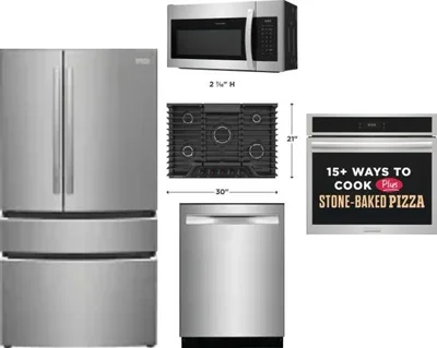5 Piece Package Includes Refrigerator, Cooktop, Wall Oven, Microwave And Dishwasher