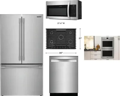 5 Piece Package Includes Refrigerator, Cooktop, Wall Oven, Microwave And Dishwasher